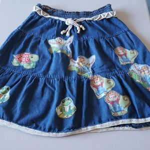 Girls denim-like skirt with animal patches